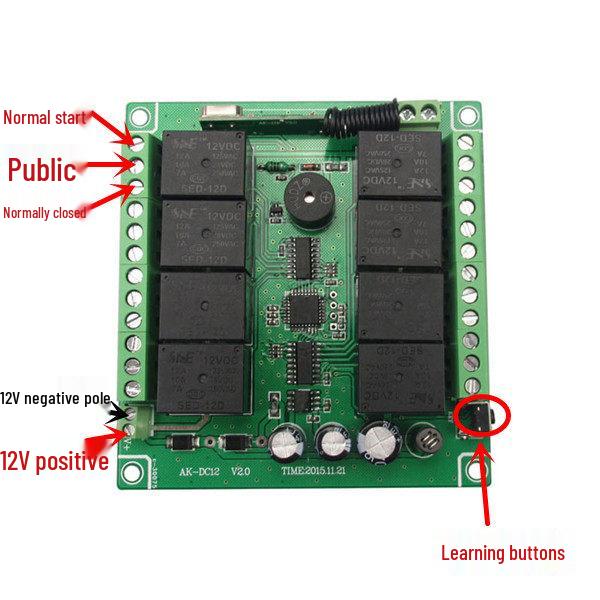 DC 12V 8-Channel Wireless Remote Control Switch for 24V & 220V