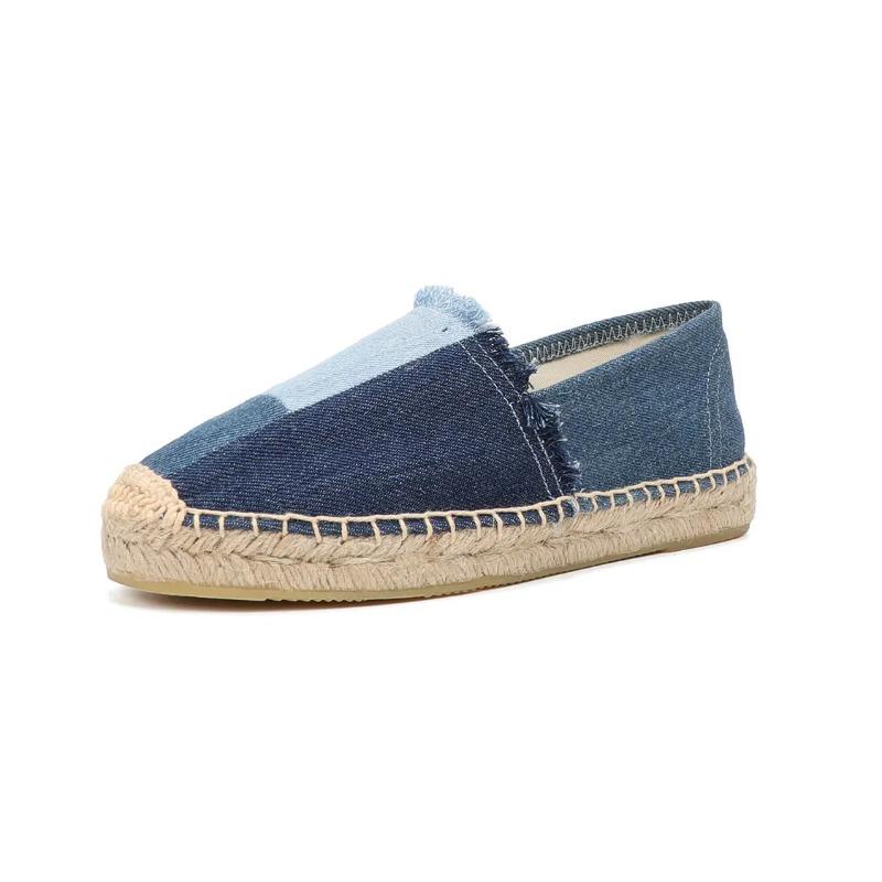 LUXSOLE Espadrilles Women's Shoes Luxury Denim PATCHWORK Flat Platform Stylish and Trendy Footwear for Fashion-Forward Females