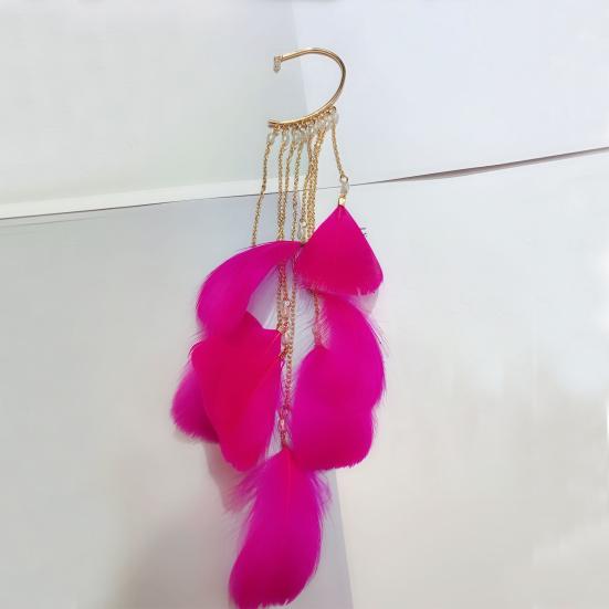 1 paio di polsini per le orecchie vintage esagerato stile bohemien nappa antiruggine usura quotidiana lega lunga piuma orecchini da donna gioielli per feste