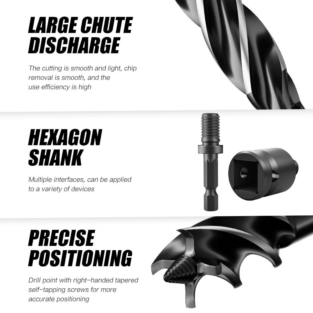 Hand Branch Drill, Hexagonal Shank Hole Opener, Four-slot Four-blade Woodworking Drill Set, Outdoor Manual Multi-purpose Drill