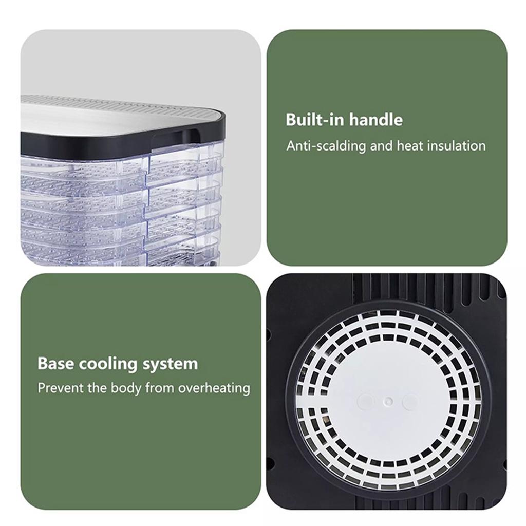 220V 5 Tăvi Uscător Alimente Deshidrator Deshidrator Alimentar Casnic cu Temporizator Digital și Control Temperatură pentru Fructe Legume Carne Vită