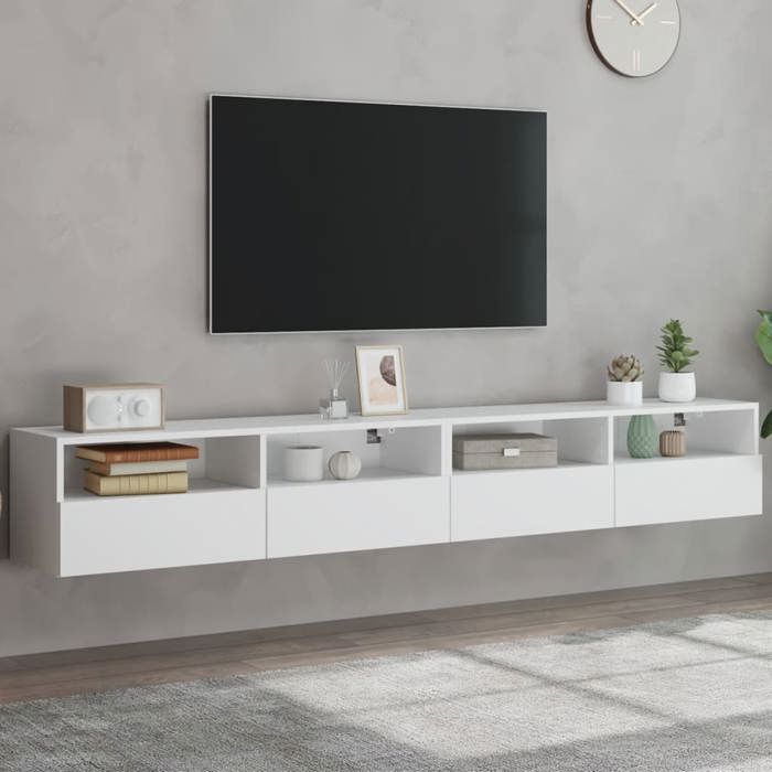 VidaXL Wall-mounted TV Cabinets 2 Pcs White 100x30x30 Cm Engineered Wood 836883