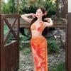 2025 Sexy Halter Three-Piece Bikini & Long Dress Set for Beach Vacation