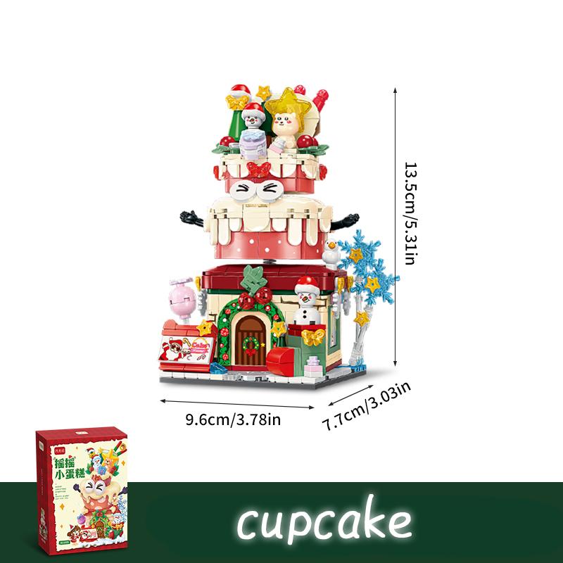 

Рождественские качели Street View серии строительные блоки снеговик сани кекс в сборе модель кирпичи детские игрушки праздничные подарки