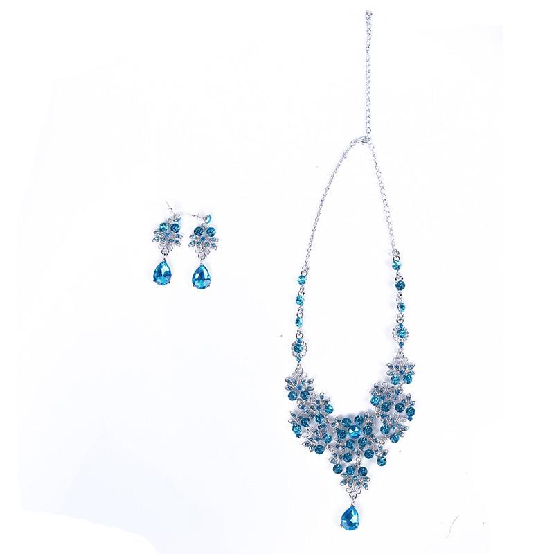 European and American Bride Drop Earrings Necklace Set Adjustable Pendant Necklace