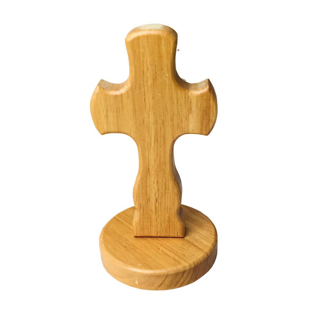 Bords trä stående kors prydnad med stativ Elegant konst Katolsk unik religiös korsdekoration för kontor årsdag skrivbord