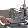 Pearl Metal Iron Dish Drainer Basket, 2-Tier, Slim, Dark Gray, with Diatomaceous Earth Tray, AZ-5514