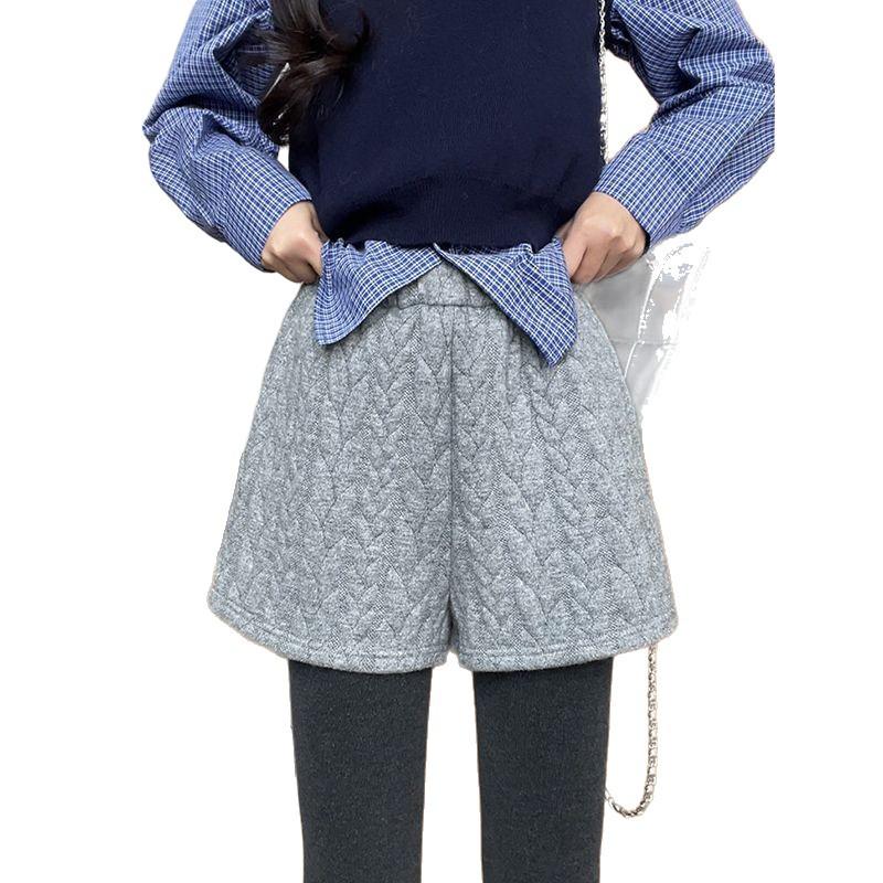 Women's High Waist Retro A-line Dark Grey Knit Shorts - Spring 2026 Collection, Petite Bootcut Base Layer