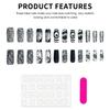 24Pcs Japanese Coffin Shaped Black White Horror Ghost Fake Nails Full Cover Halloween Press On Nail Tips