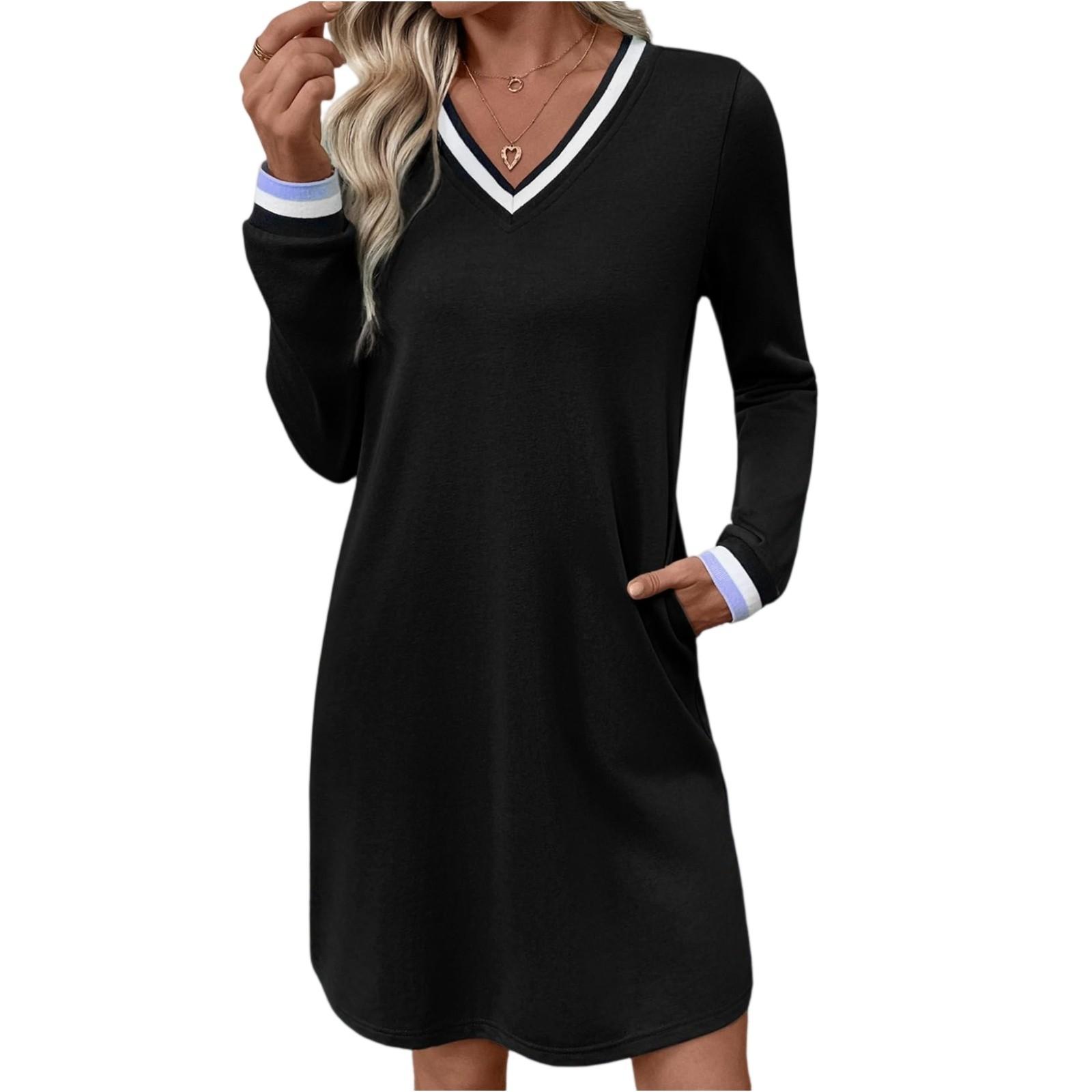 

Женские модные повседневные платья с длинным рукавом L