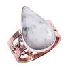 Natürlicher Grüner Dendrit Opal Edelstein 925 Sterlingsilber Zweifarbig Ring Gr.7.5 I3J20