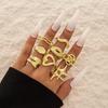 Fashionable irregular geometric openwork ring set design sense peach heart butterfly opening ring for women