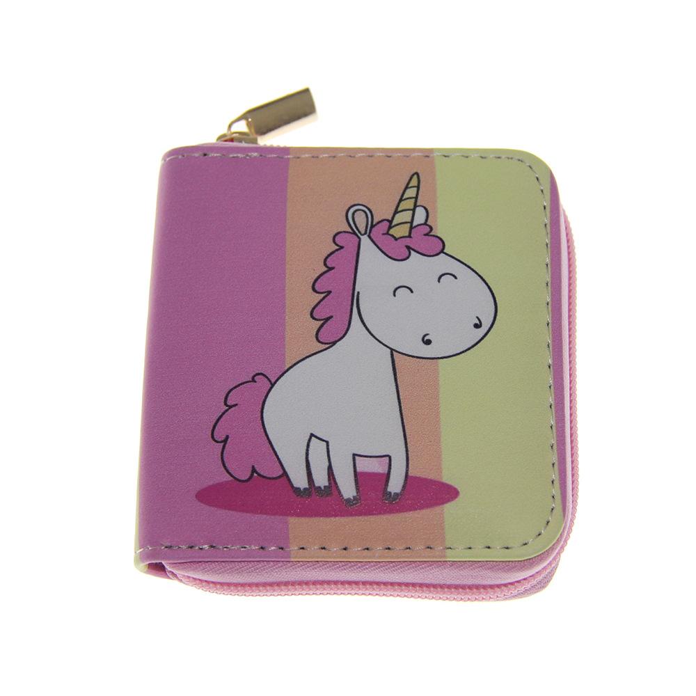 New Unicorn Short Zipper Small Wallet, Cartoon Wallet.