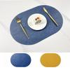Nordic Double-Sided Faux Cowhide PVC Leather Placemat Waterproof Oil-Resistant Oval Heat-Resistant Table Mat for Home and Hotel