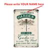 Vintage Garden Metal Sign Personalized YOUR NAMES Metal Wall Decor Retro Dragonfly for Living Room Garden Home Decor WYD