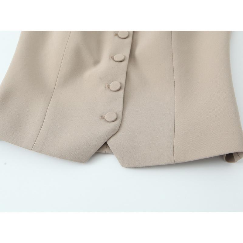 Autumn Women's European & American Style Spaghetti Strap Vest Top with Button Decoration - 2023 New Arrival