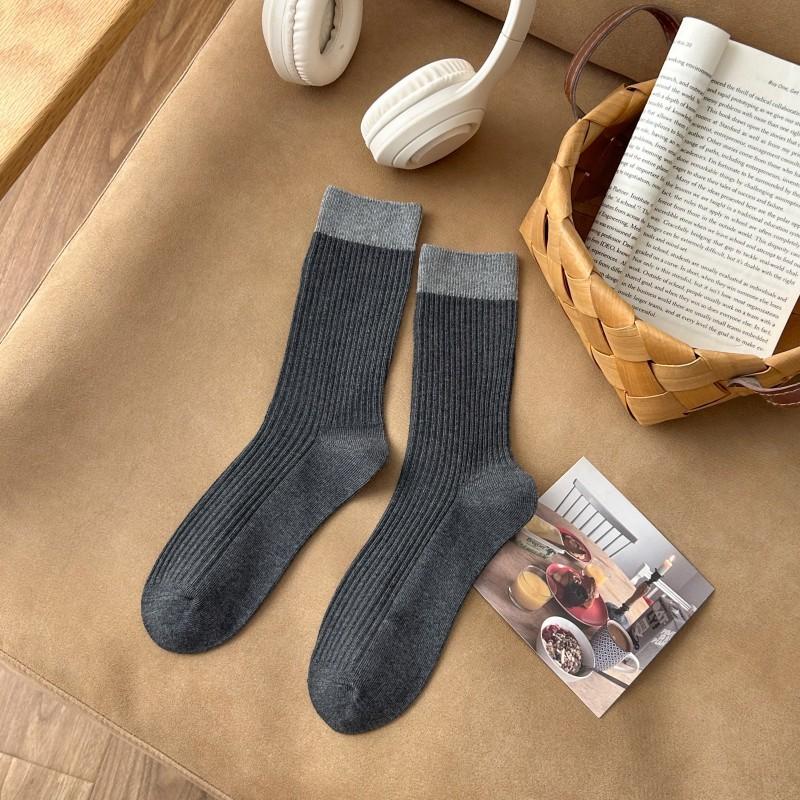 

Цветные носки для женщин, носки средней длины с махрой, вертикальные полоски, простые и универсальные, повседневные женские хлопковые носки для осени и зимы 1 pair