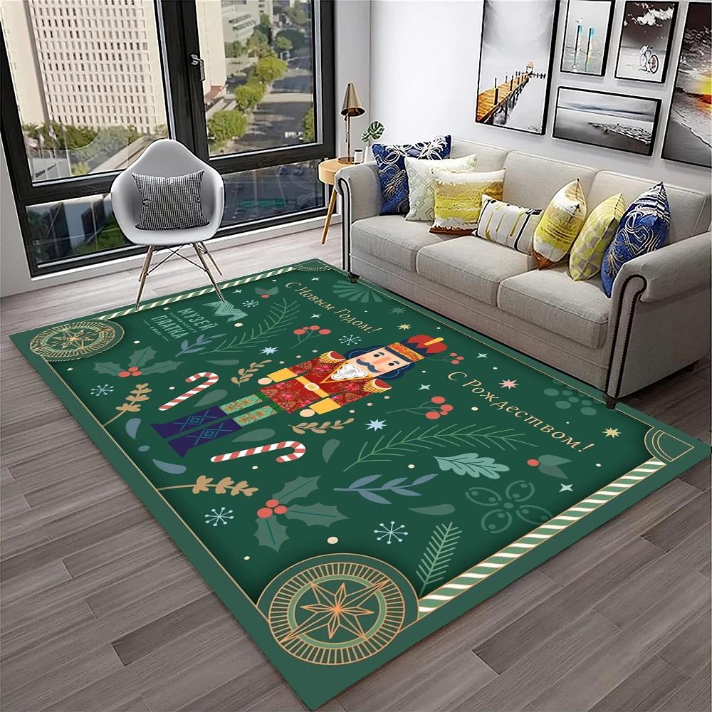 3D Nutcracker Christmas Tree Cartoon Carpet Rug for Home Living Room Bedroom Sofa Playroom Doormat Decor,kids Non-slip Floor Mat