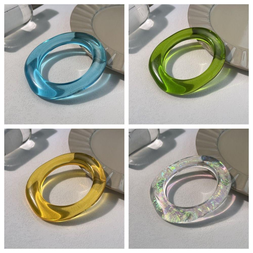 Shining Exaggerate Resin Bracelet Simple Women Hand Ring Temperament Transparent Bangle Daily