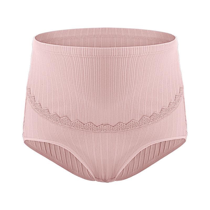 Adjustable High-Waisted Maternity Lace Panties with Breathable Cotton and Abdominal Support