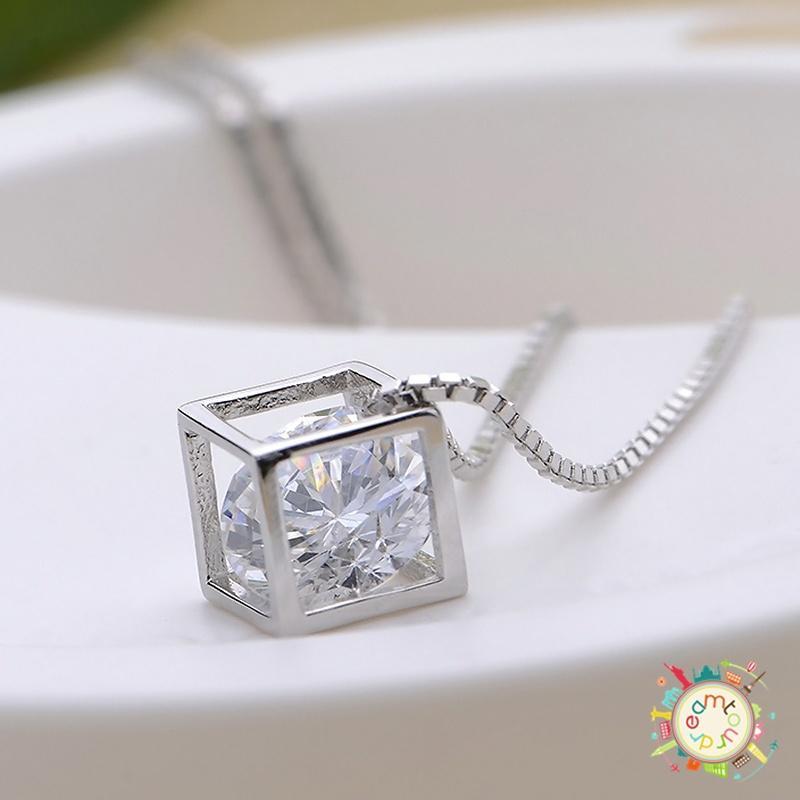 New Fashion Women's 925  Silver Plated Chain Crystal Rhinestone Necklace Pendant