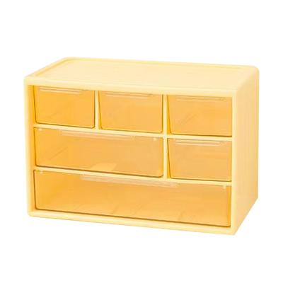 Desktop Storage Box Plastic Space Saving Large Capacity Desktop Drawer Organizer for Dressing Table Office School Yellow