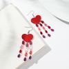 New Valentine's Day Heart Acrylic Earring for Women Mirrored Love-Shape Raindrop Long Tassel Drop Earrings Trendy Jewelry Gift