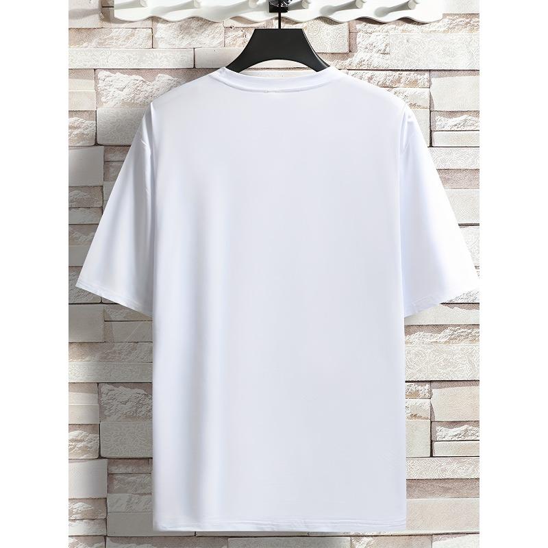 European Sizes Plus Size Men's Trendy Cute Dinosaur Graphic Tees, Comfy Stretch Breathable T-shirts For Summer, Oversized Loose Men's Clothings