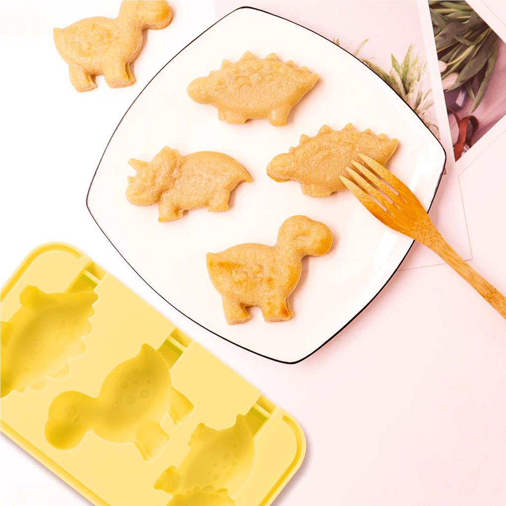 Cute Ice Cream Mould Heat-resistant Silicone Molds 3 Slots Non-stick Food Grade Animal Molds Baking Tool Kitchenware Kitchen