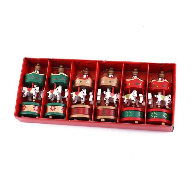 Pack of 6 Rotating Decorations Wood Christmas Ornament Suitable for Holiday Homes Party Decoration User Friendly Design