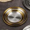 1 Pcs Thickened New Stainless Steel Disc Golden Cafe Tray Dining Disc Fruit Meat Dessert High Quality Round Plate Shallow Tray