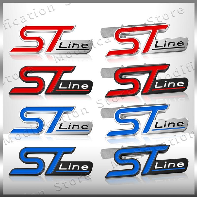 3D Metal Car Styling ST Line Logo Front Grill Badge Sticker For Ford Focus Fiesta Ecosport Mondeo Kuga Rear Trunk Side Fender