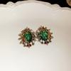Silver Needle Zircon Earrings Retro Light Luxury Court Style Stud Earrings Niche High-end Earrings