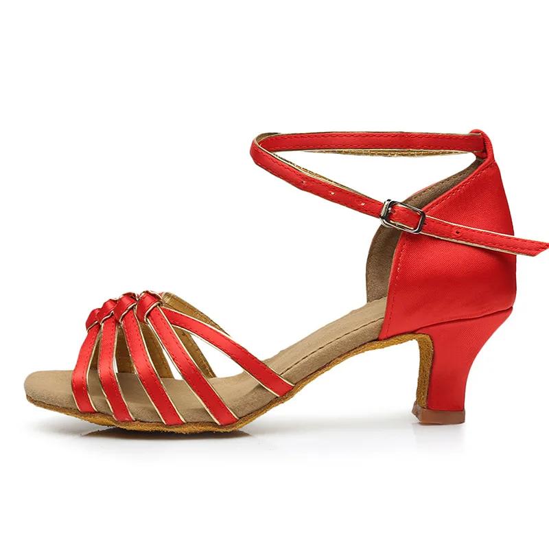 Ladies Girls Black Red White Satin Mid High Heel 5cm 7cm Satin Tango/Samba/Latin/Ballroom/Salsa Dance Shoes For Women