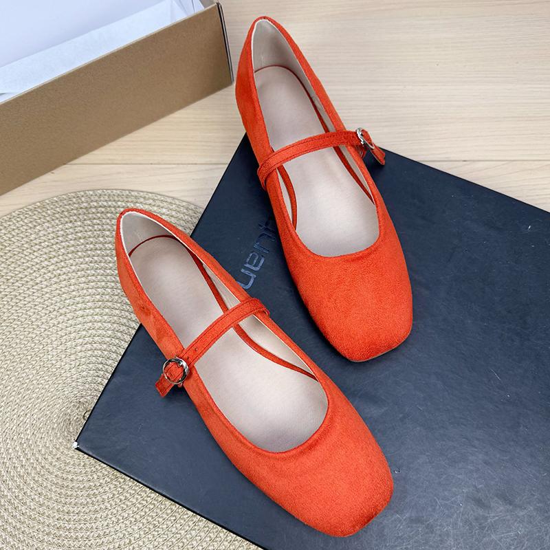 Fashion Flat Shoes for Women 2025 Square Toe Shallow Mouth Suede New Mary Jane Shoes Large Size Women's Shoes 42 43 44 Zapatos