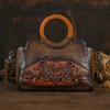 Johnature Vintage Luxury Handbag Handmade Embossed Women Leather Bag Versatile Female Shoulder & Crossbody Bags
