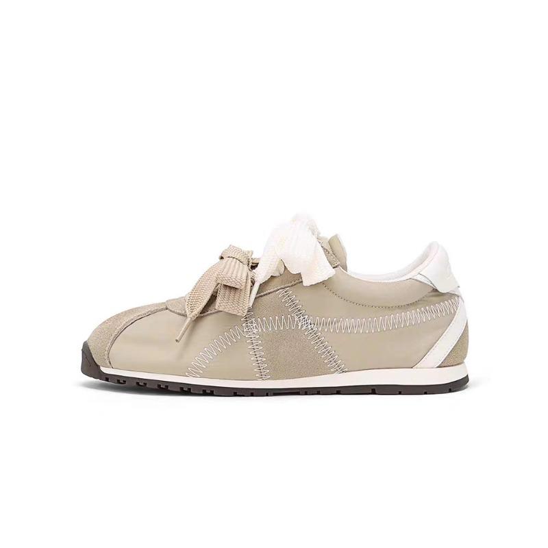 Women's low-top round head flat-soled ballet shoes, pair of shoelaces, breathable soft-soled versatile sports shoes, women's shoes