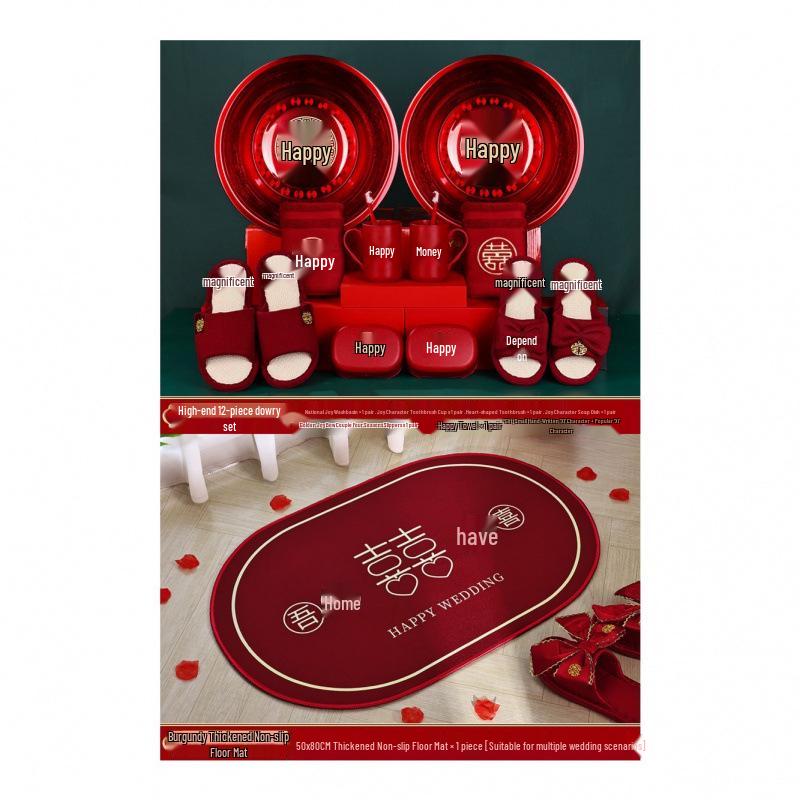 Complete Bride's Dowry Set: High-Grade Wedding Gift Basket & Decorations