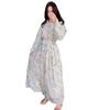 2024 Autumn European & American Gentle Lace-up Waist Slimming Floral Maxi Dress