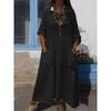 New Women's Loose Solid Color Vacation Casual Button Artistic Style Fashionable Dress
