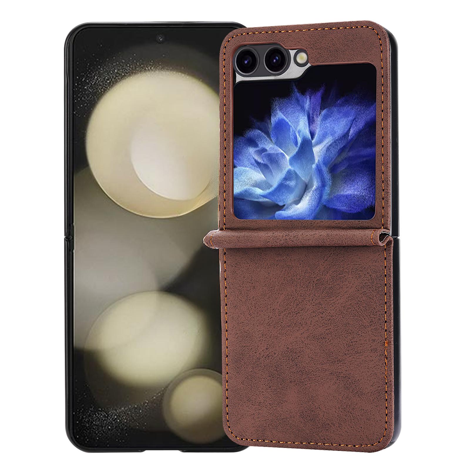 

DF-05 For Samsung Galaxy Z Flip6 5G Case PU Leather Magnetic Closure Phone Cover Black