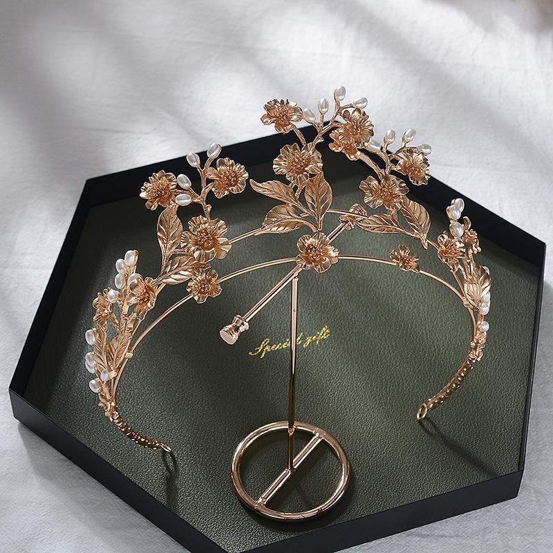 Bridal jewelry Baroque bridal crown retro headdress pearl hairpin wedding dress accessories
