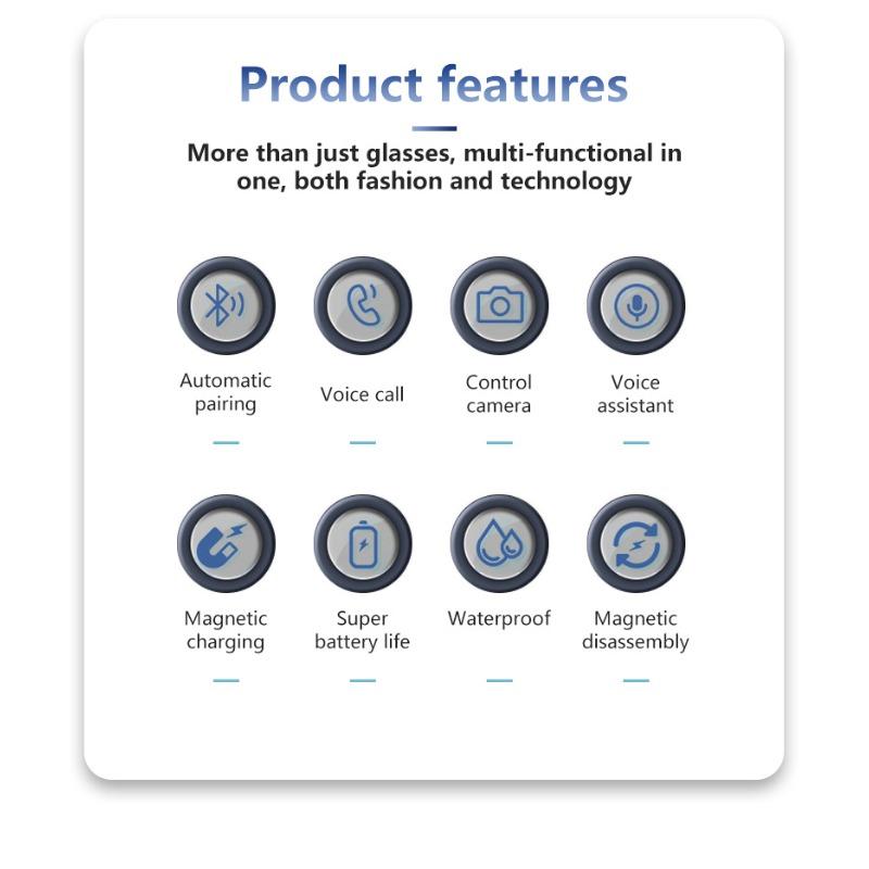 Smart glasses, Bluetooth glasses blue light lenses magnetic sunglasses UV resistant listening to music and making calls