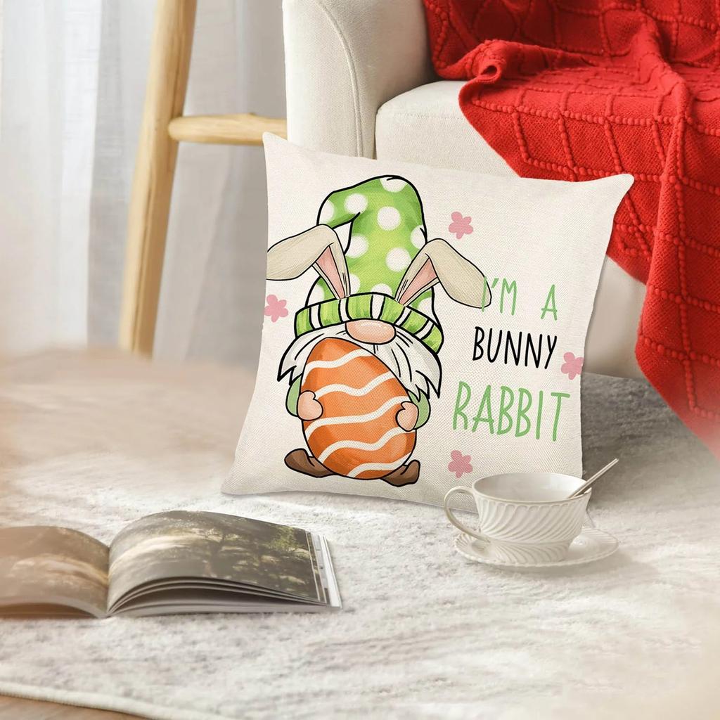 Easter Pillow Covers Decorations Cases For Home Holiday Set Of 4 Easter Pillowcase Holiday Home Sofa Bedside Pillowcase