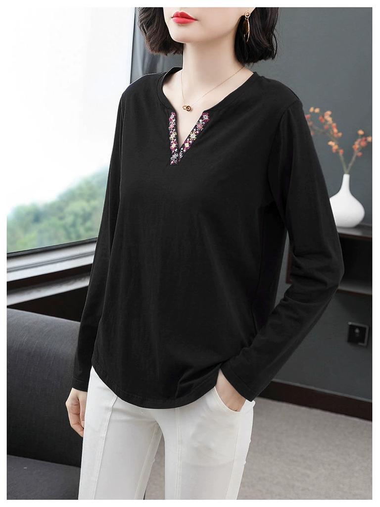 Koszulka damska z długim rękawem w stylu koreańskim, podkoszulka, warstwa bazowa, top, strój dla mamy w średnim wieku, temperamentny, dopasowany krój, modny