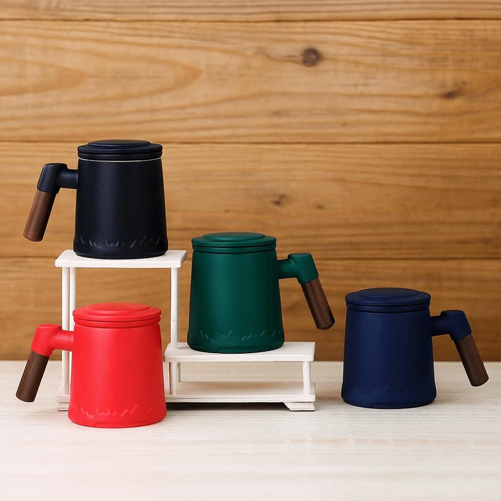 Kung Fu tesett med trehåndtak 400 ml keramisk tekopp personlige gaver
