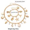 Coastal Style Shell, Conch and Starfish Necklace & Bracelet Set, Vacation Style Clavicle Chain