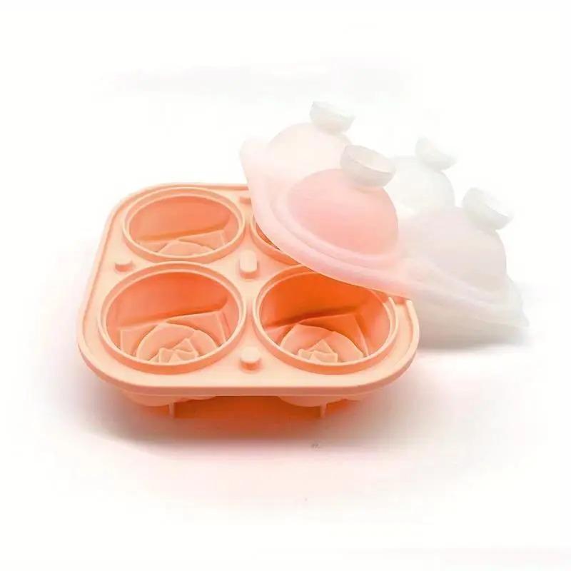 3D Rose Flower Silicone Ice Cube Tray Mold With Lid, Ice Ball Maker Mould, Kitchen Gadget For Whiskey Cocktails Juice Drinks
