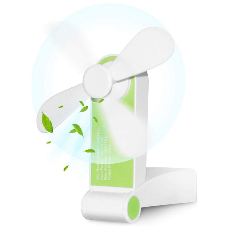 

Мини-ручной вентилятор, перезаряжаемый электрический ручной вентилятор, регулируемая скорость, кошелек-вентилятор для женщин и детей, путешествия на открытом воздухе зелёный