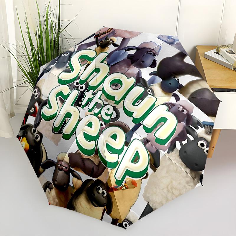 1pc Sheep Shaun Automatic Folding Umbrella, Portable Collapsible Design, Casual Outdoor Accessory L1127126